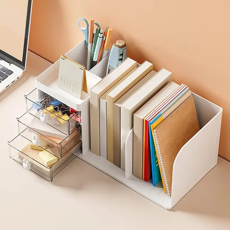 Desk Organizer With Drawer File Holders And Pen Holders Simple Drawer - Image 2