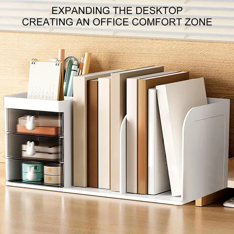 Desk Organizer With Drawer File Holders And Pen Holders Simple Drawer - Image 3