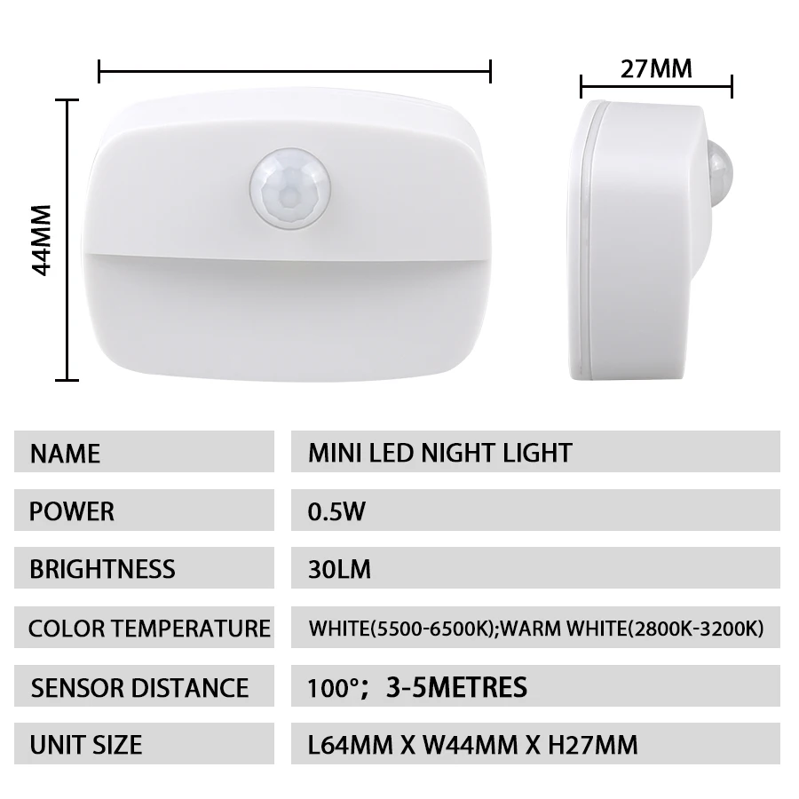 LED Night Light with Motion Sensor Cabinet Lamp Wireless Bedside - Image 2